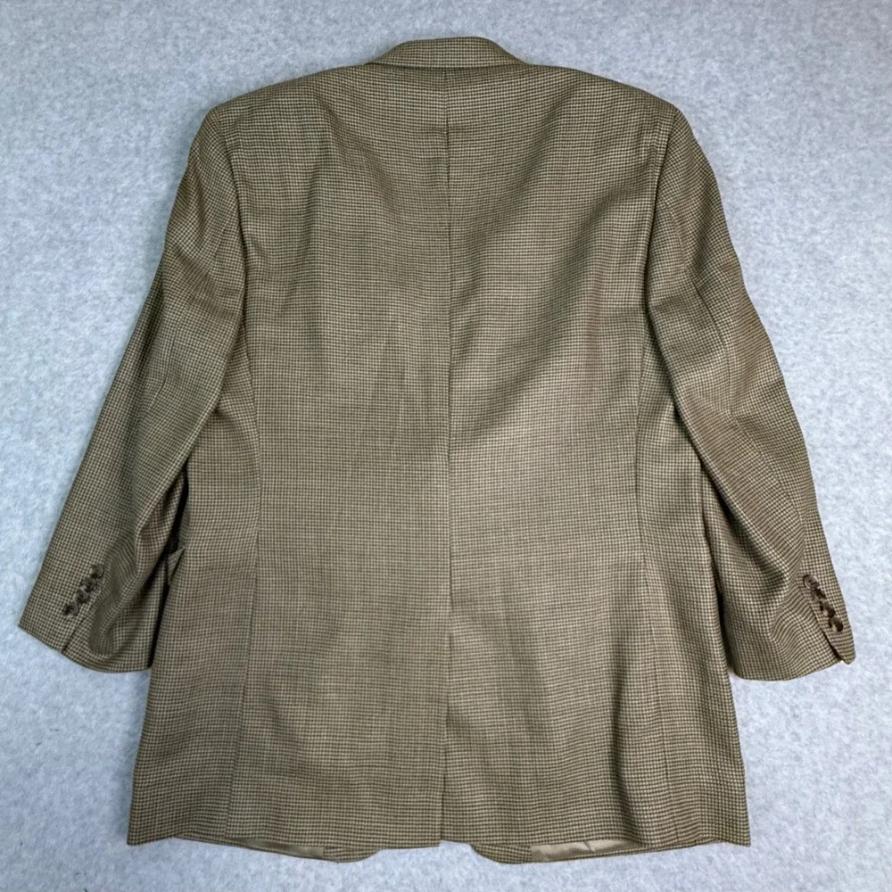 Jos. A. Bank Gordon Mens 46 Long Silk Wool Blend Blazer Brown Houndstooth Jacket